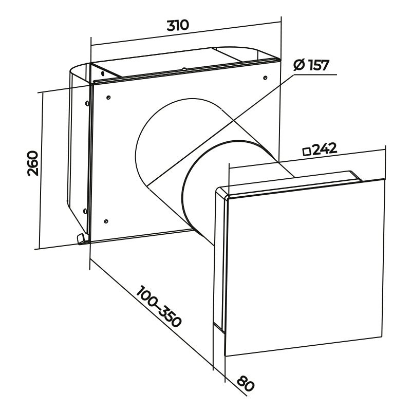 Blauberg Vento Ergo A85-3 L035 S Pro V.3 - Dimensions