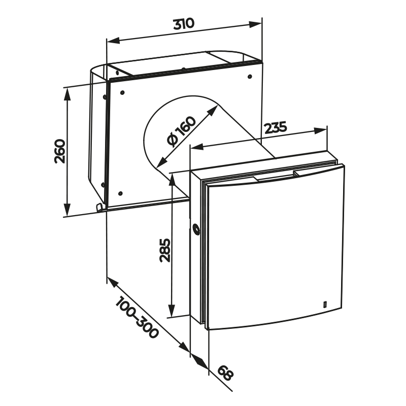 Blauberg Vento Expert A50 C1-1 L035 S W V.2 - Dimensions